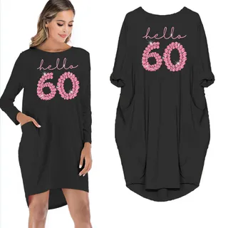 Hello 60 Birthday Pocket Dress – Black