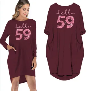 Hello 59 Birthday Pocket Dress – Red