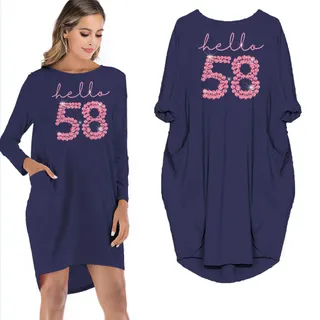 Hello 58 Birthday Pocket Dress – Blue