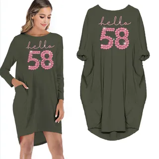 Hello 58 Birthday Pocket Dress – Green