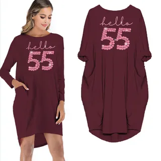 Hello 55 Birthday Pocket Dress – Red