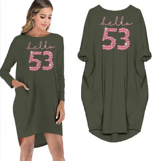 Hello 53 Birthday Pocket Dress – Green