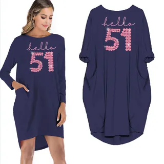 Hello 51 Birthday Pocket Dress – Blue