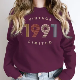 Limited Vintage 1991 Birthday Sweatshirt – Maroon