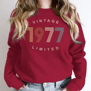 Limited Vintage 1977 Birthday Sweatshirt – Cardinal Red