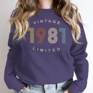 Limited Vintage 1981 Birthday Sweatshirt – Purple