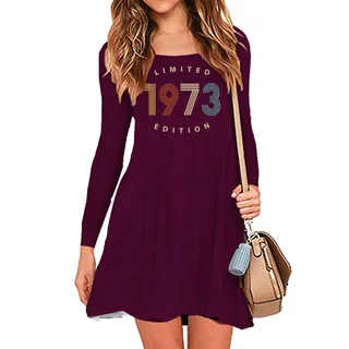 Limited Edition 1973 Birthday Women's Crew Neck Dress – Maroon