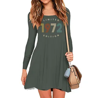 Limited Edition 1972 Birthday Women's Crew Neck Dress – Military Green