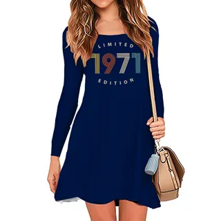 Limited Edition 1971 Birthday Women's Crew Neck Dress – Navy