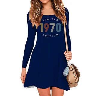 Limited Edition 1970 Birthday Women's Crew Neck Dress – Navy