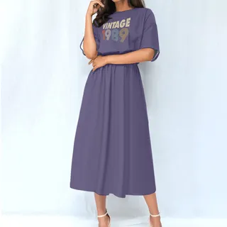 Limited 1989 Birthday Women's Elastic Waist Dress – Purple
