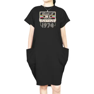 Best Of 1974 Loose Short Sleeve Pocket On Dress