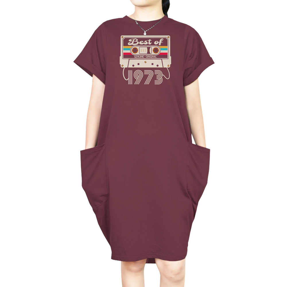 Best Of 1973 Loose Short Sleeve Pocket On Dress