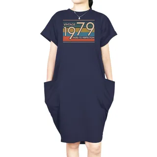 Aged Perfection 1979 Loose Short Sleeve Pocket On Dress – alternate
