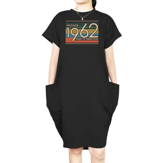 Aged Perfection 1962 Loose Short Sleeve Pocket On Dress