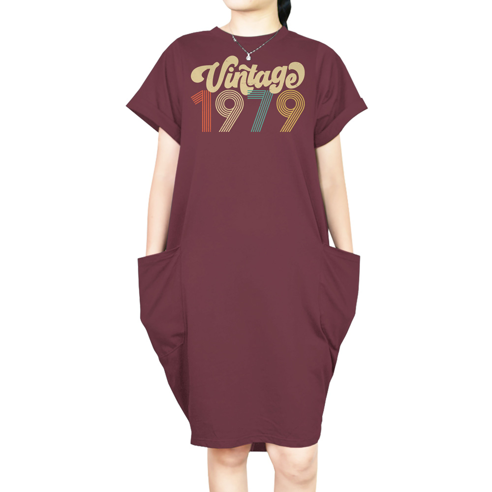 Premium Vintage 1979 Loose Short Sleeve Pocket On Dress Premium Vintage 1979 Loose Short Sleeve Pocket On Dress