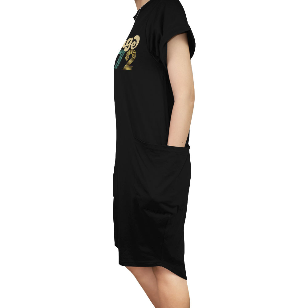 Premium Vintage 1970 Loose Short Sleeve Pocket On Dress Premium Vintage 1970 Loose Short Sleeve Pocket On Dress