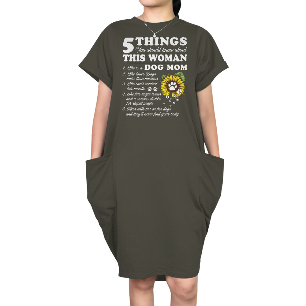 Dog Mom Short Sleeve Pocket Dress Dog Mom Short Sleeve Pocket Dress