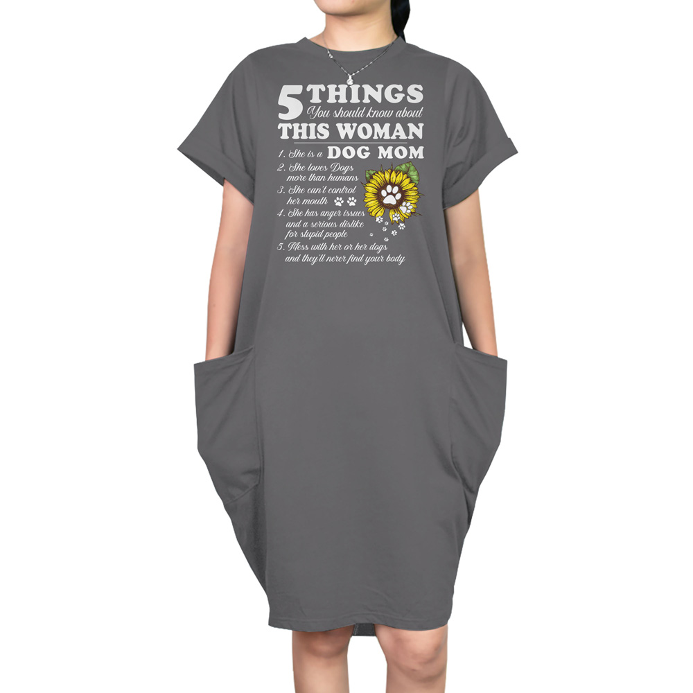 Dog Mom Short Sleeve Pocket Dress Dog Mom Short Sleeve Pocket Dress