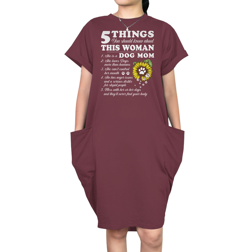Dog Mom Short Sleeve Pocket Dress Dog Mom Short Sleeve Pocket Dress