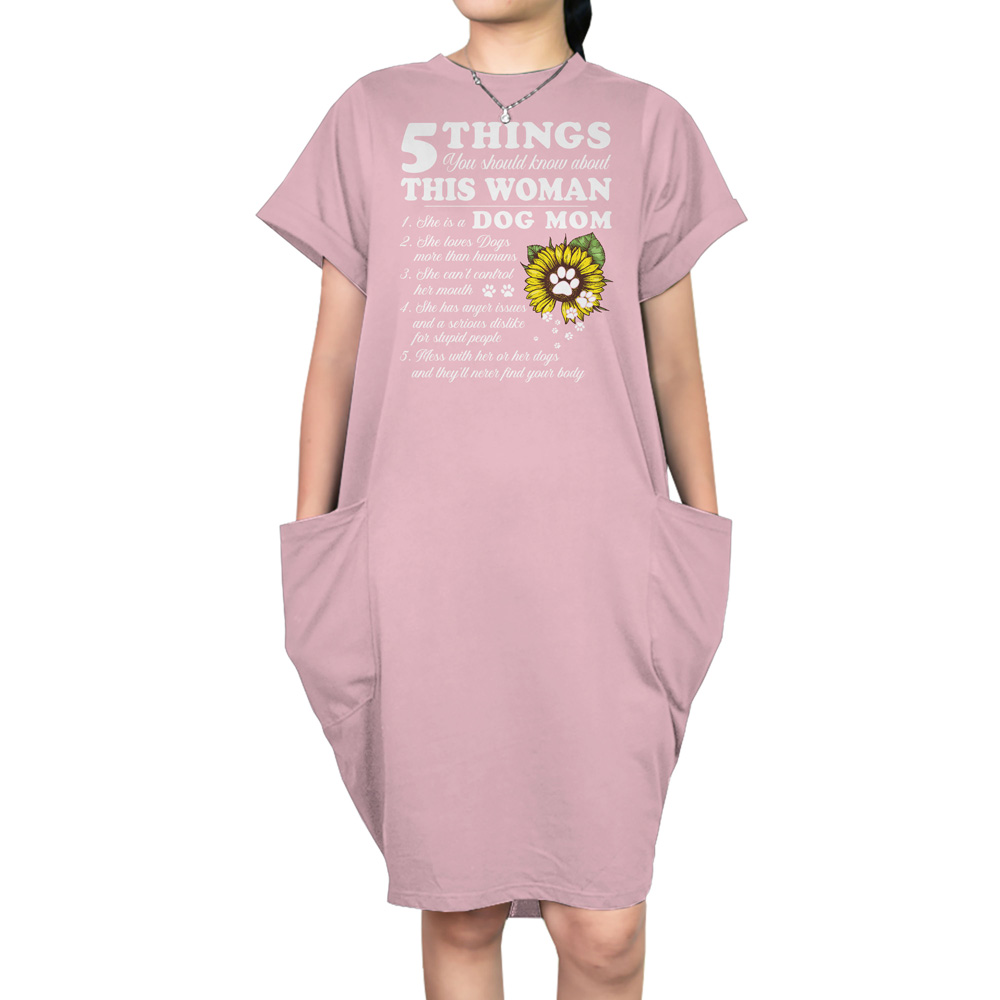 Dog Mom Short Sleeve Pocket Dress Dog Mom Short Sleeve Pocket Dress