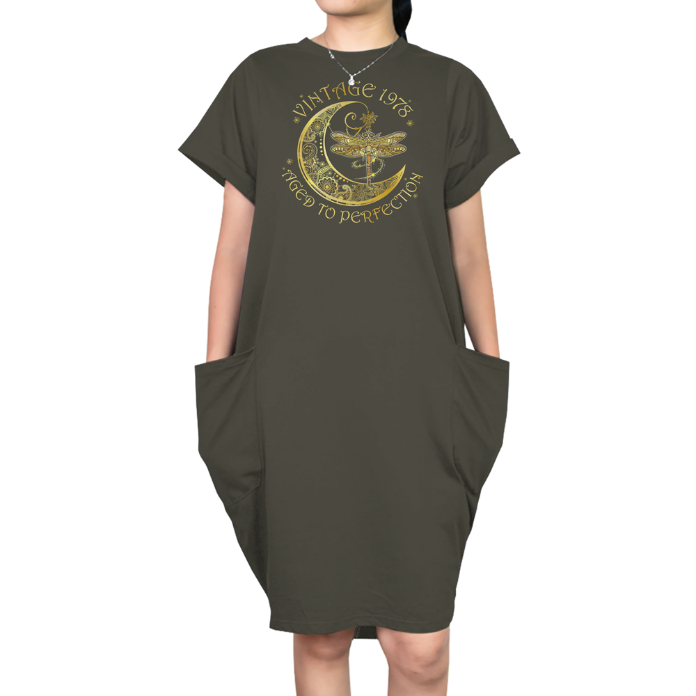 Vintage Perfection 1978 Loose Short Sleeve Pocket On Dress Vintage Perfection 1978 Loose Short Sleeve Pocket On Dress