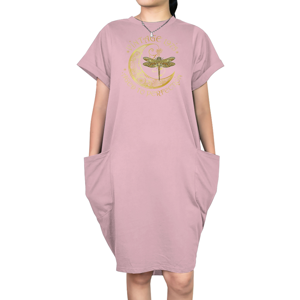 Vintage Perfection 1975 Loose Short Sleeve Pocket On Dress Vintage Perfection 1975 Loose Short Sleeve Pocket On Dress