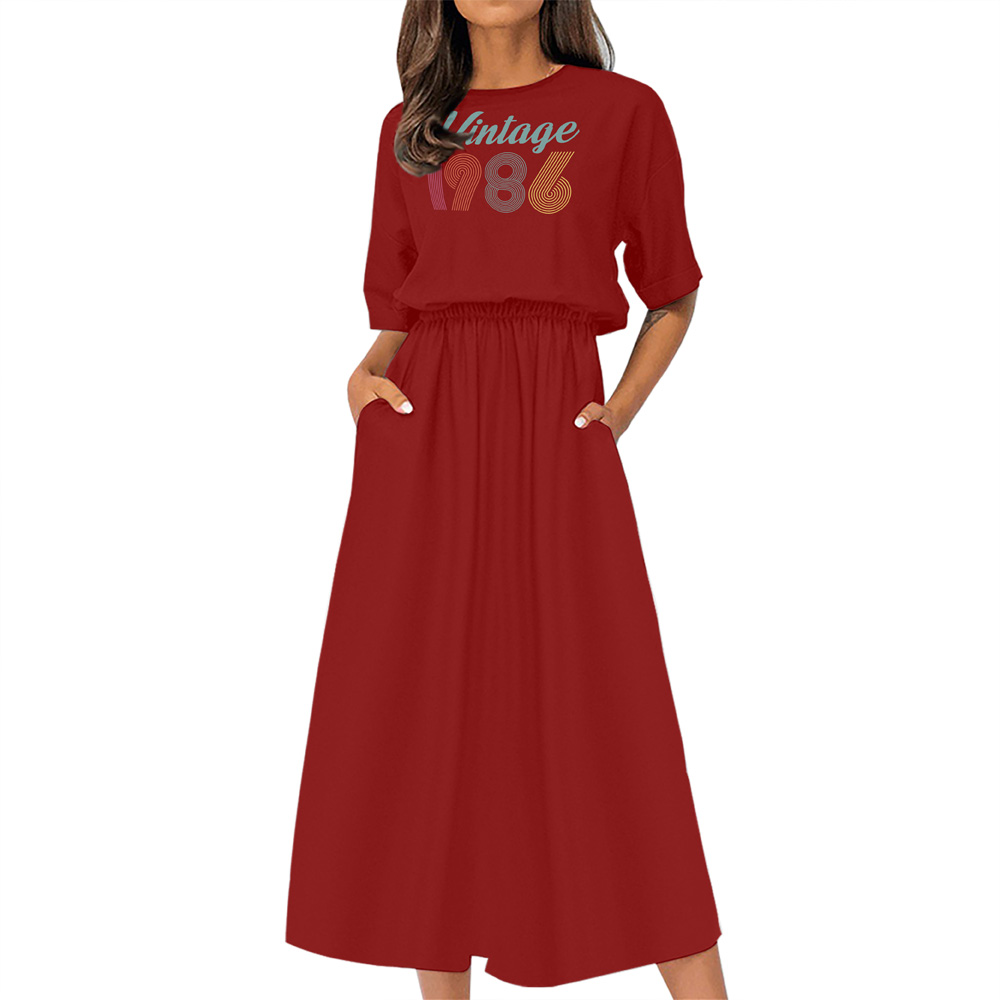 Vintage Edition 1986 Birthday Elastic Waist Dress