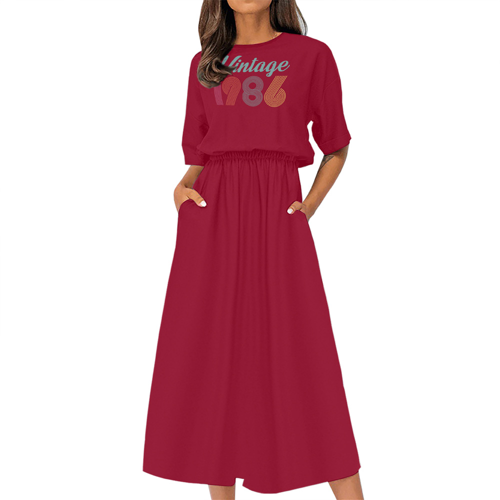 Vintage Edition 1986 Birthday Elastic Waist Dress