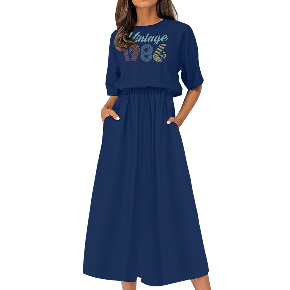 Vintage Edition 1986 Birthday Elastic Waist Dress