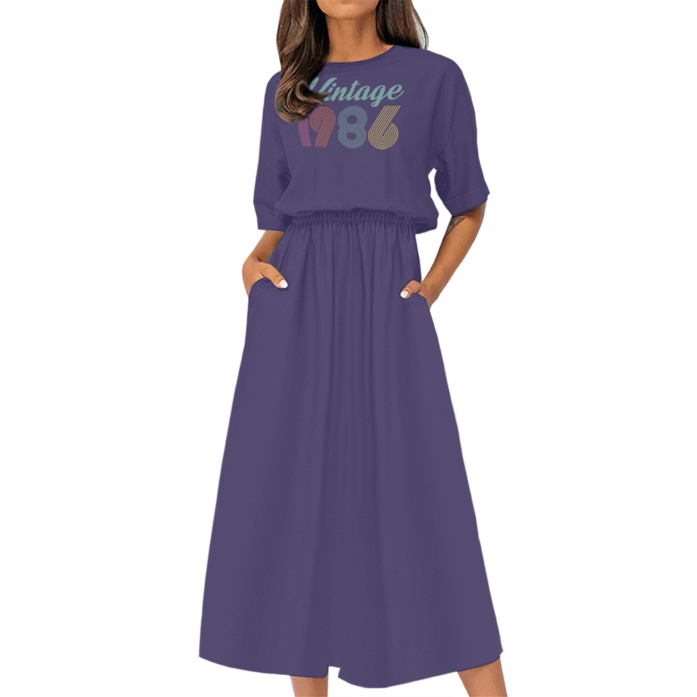 Vintage Edition 1986 Birthday Elastic Waist Dress