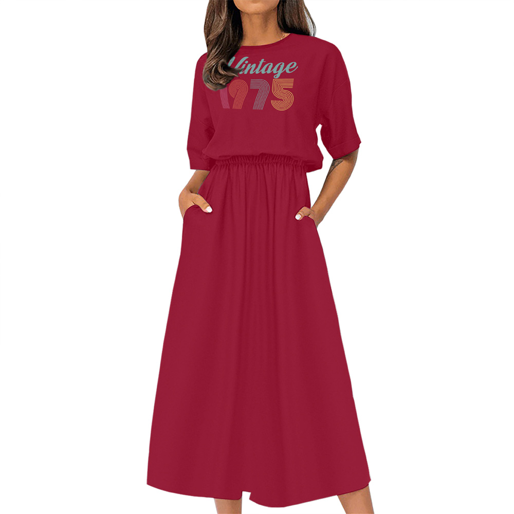 Vintage Edition 1975 Birthday Elastic Waist Dress