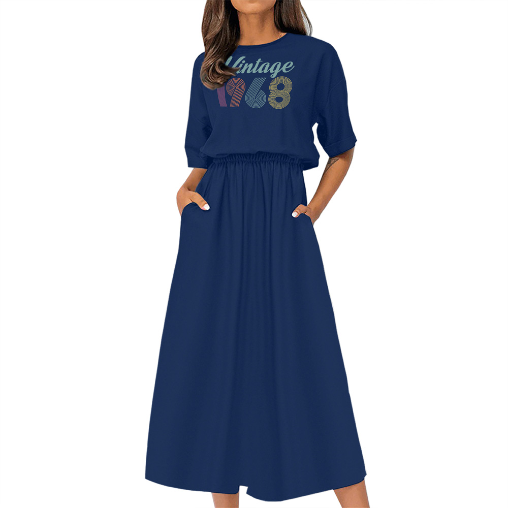 Vintage Edition 1968 Birthday Elastic Waist Dress
