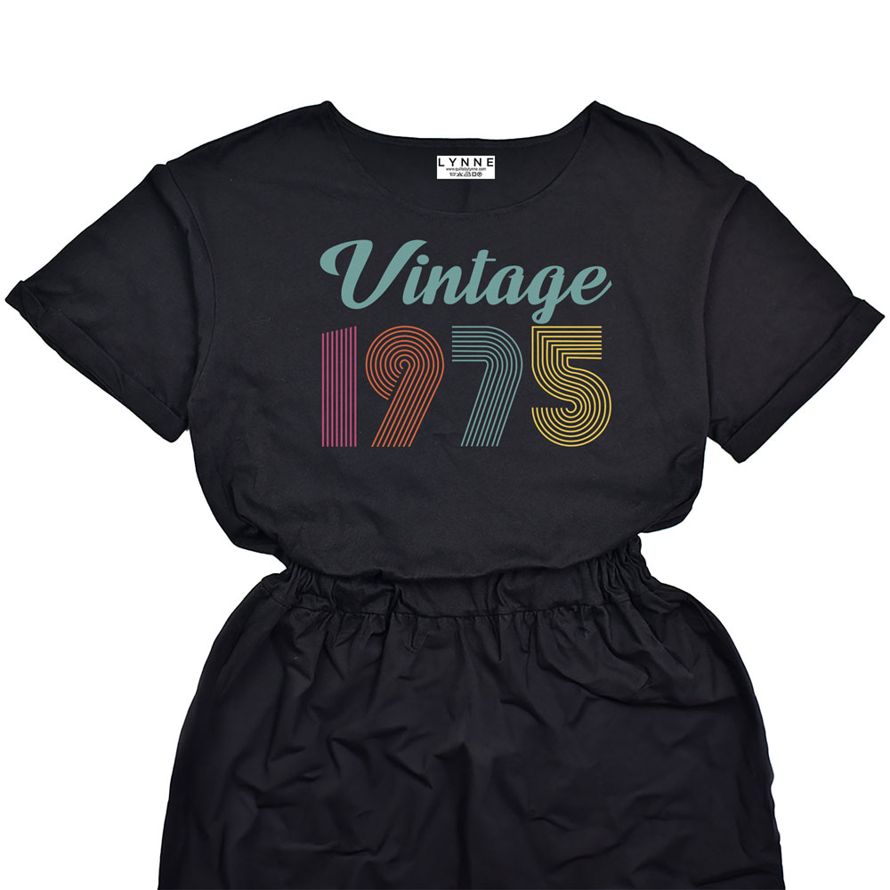 Vintage Edition 1975 Birthday Elastic Waist Dress
