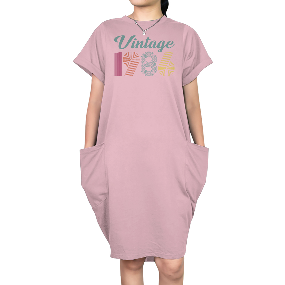 Vintage 1986 Short Sleeve Pocket On Dress
