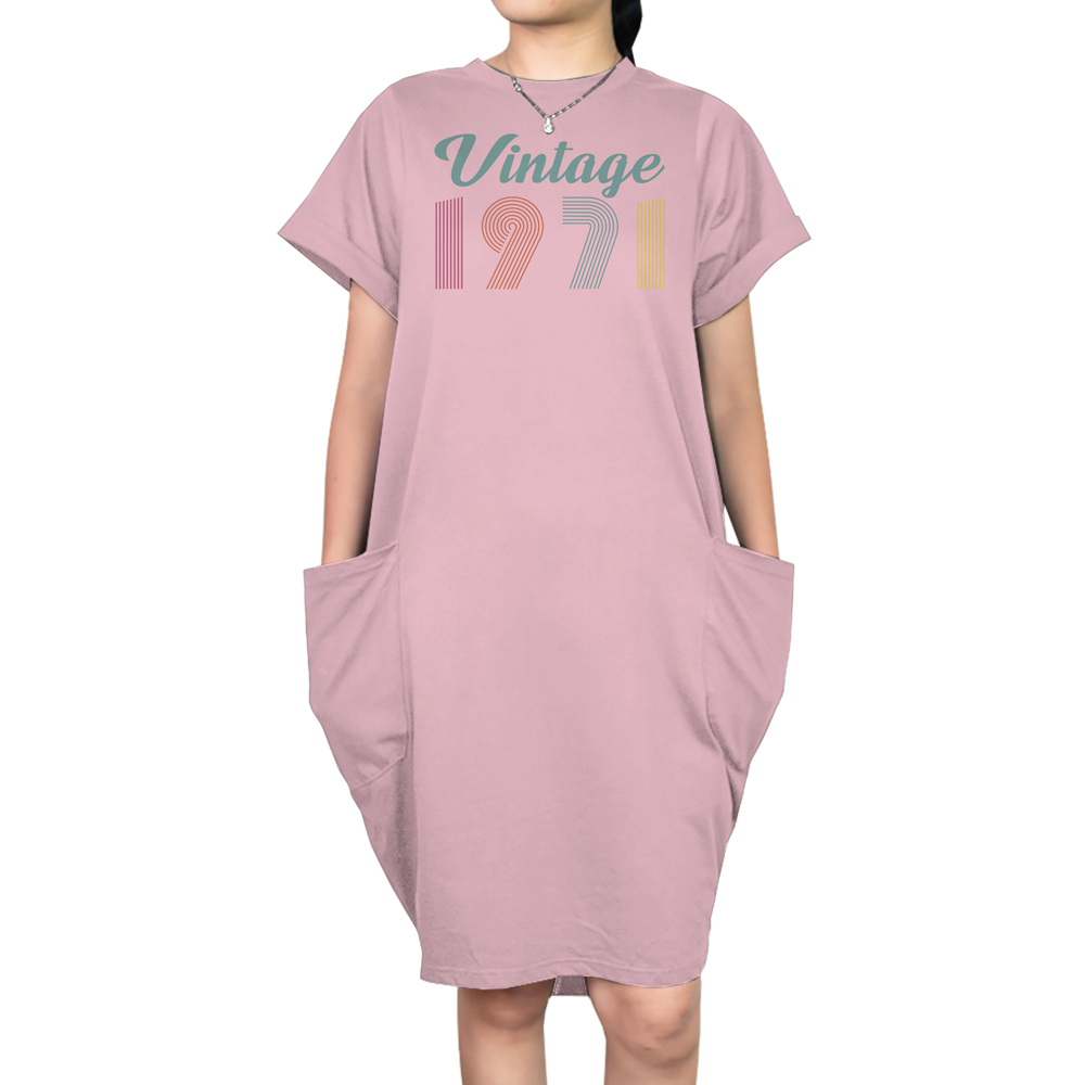Vintage 1971 Short Sleeve Pocket On Dress