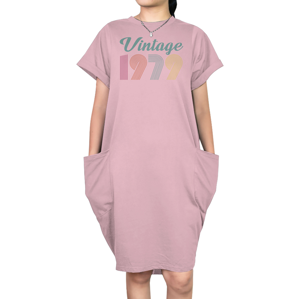 Vintage 1979 Short Sleeve Pocket On Dress