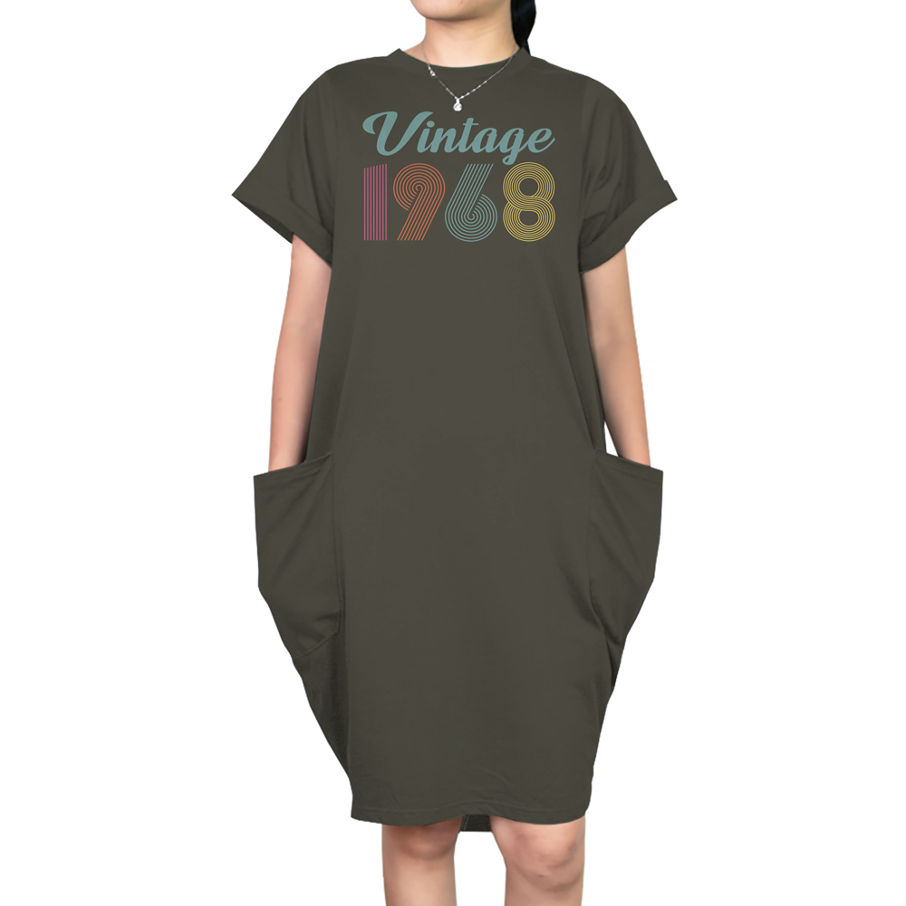 Vintage 1968 Short Sleeve Pocket On Dress