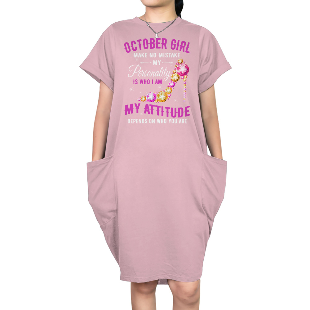 Attitude October Birthday Short Sleeve Pocket Dress Attitude October Birthday Short Sleeve Pocket Dress