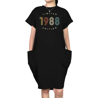Limited Edition 1988 Loose Short Sleeve Pocket On Dress