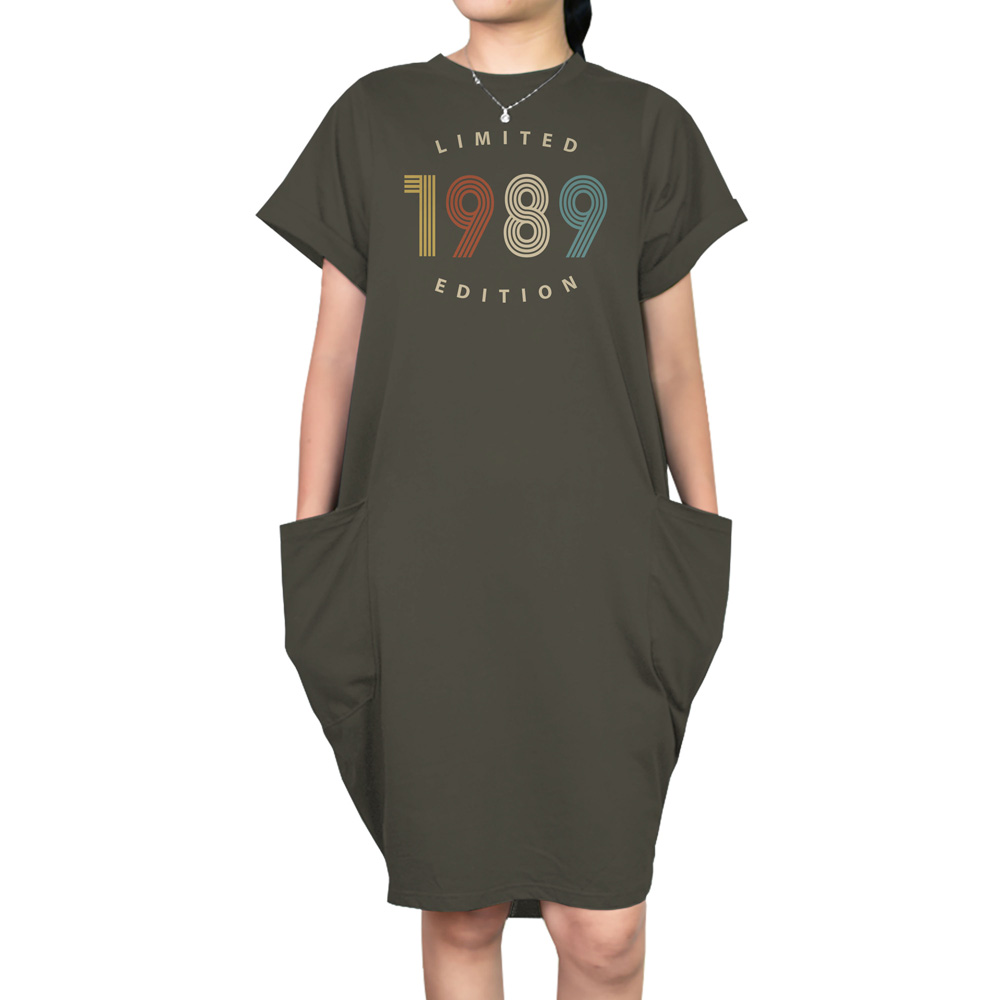 Limited Edition 1989 Loose Short Sleeve Pocket On Dress Limited Edition 1989 Loose Short Sleeve Pocket On Dress