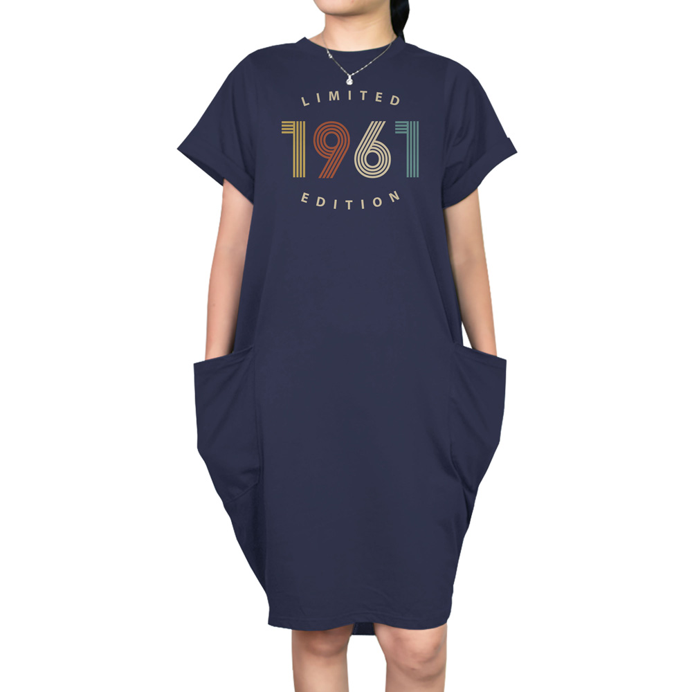 Limited Edition 1961 Loose Short Sleeve Pocket On Dress Limited Edition 1961 Loose Short Sleeve Pocket On Dress