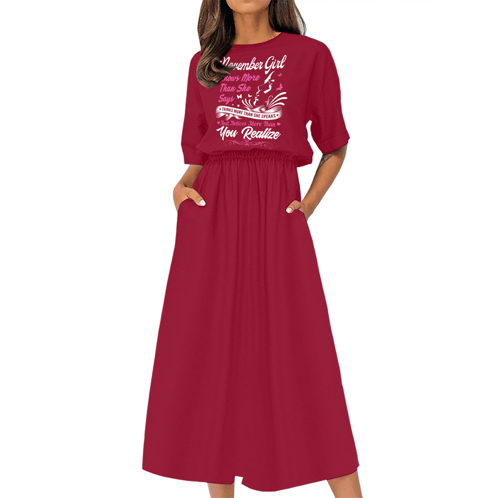 Smart November Girl Birthday Elastic Waist Dress Smart November Girl Birthday Elastic Waist Dress