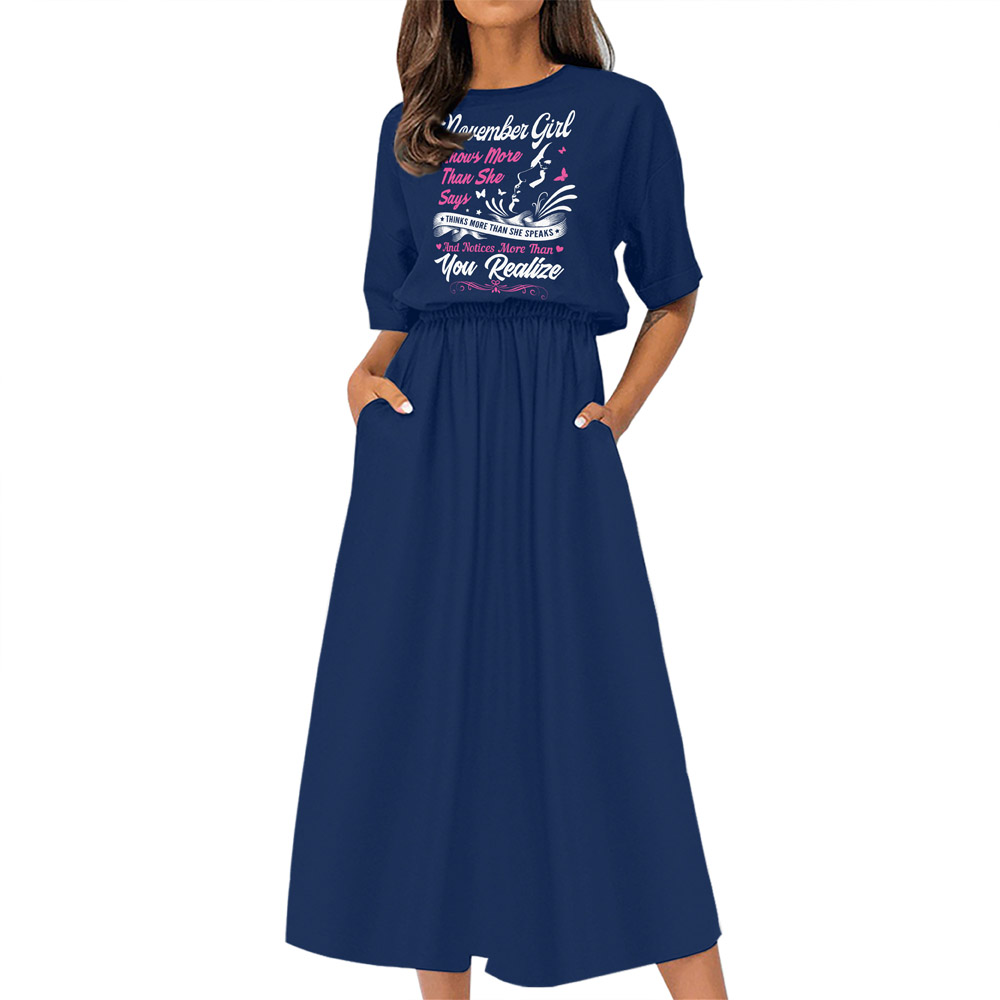 Smart November Girl Birthday Elastic Waist Dress Smart November Girl Birthday Elastic Waist Dress