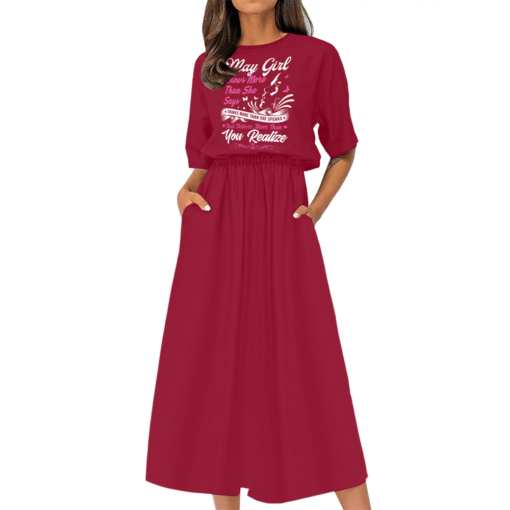 Smart May Girl Birthday Elastic Waist Dress Smart May Girl Birthday Elastic Waist Dress