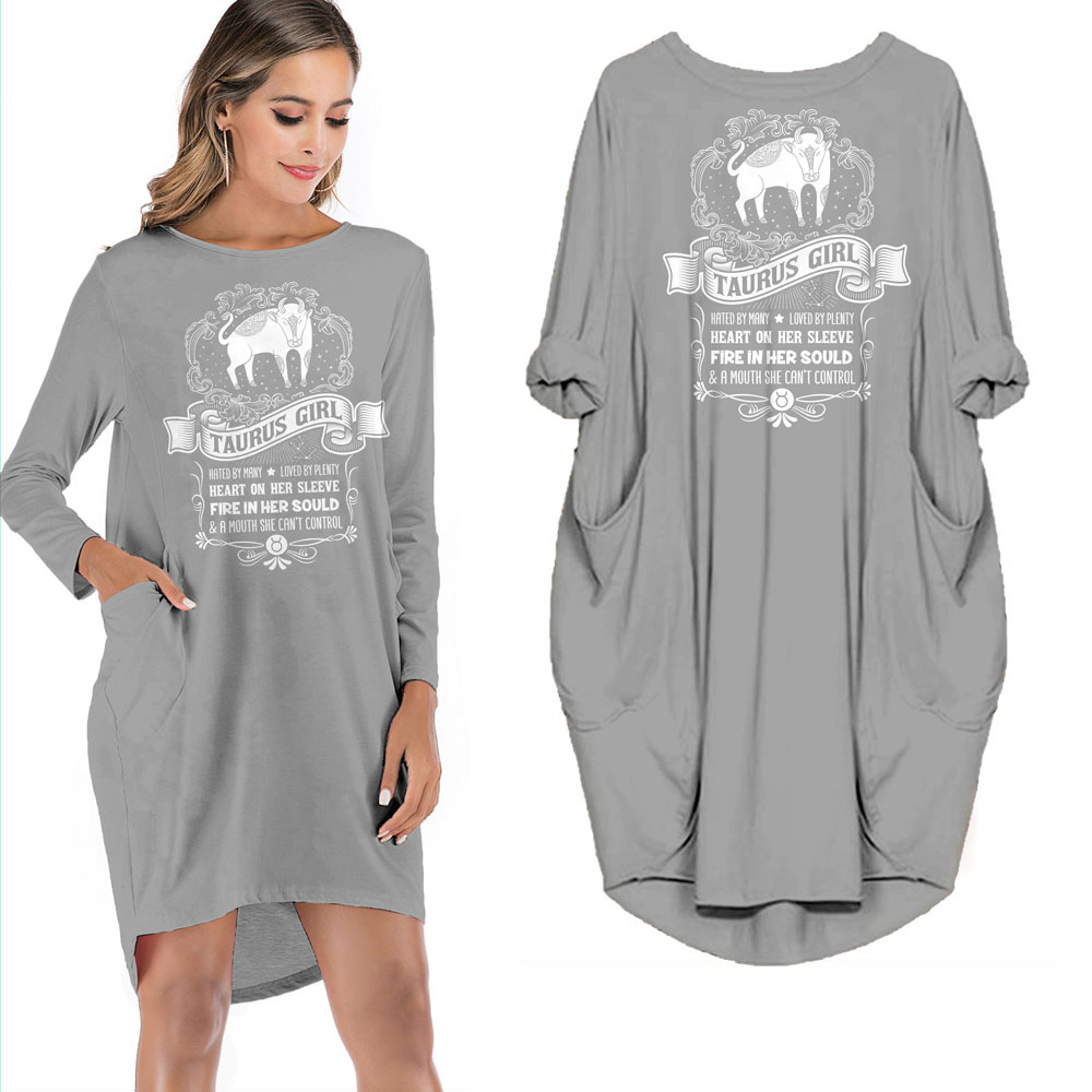 Heart On Her Sleeve Taurus Girl Loose Pocket On Dress