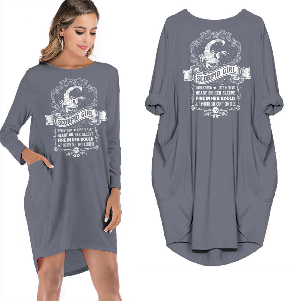 Heart On Her Sleeve Scorpio Girl Loose Pocket On Dress