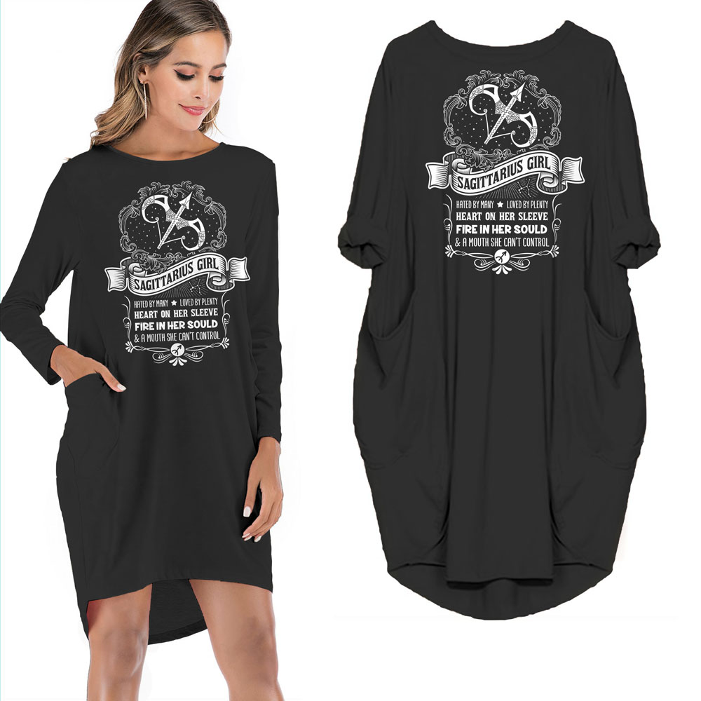 Heart On Her Sleeve Sagittarius Girl Loose Pocket On Dress