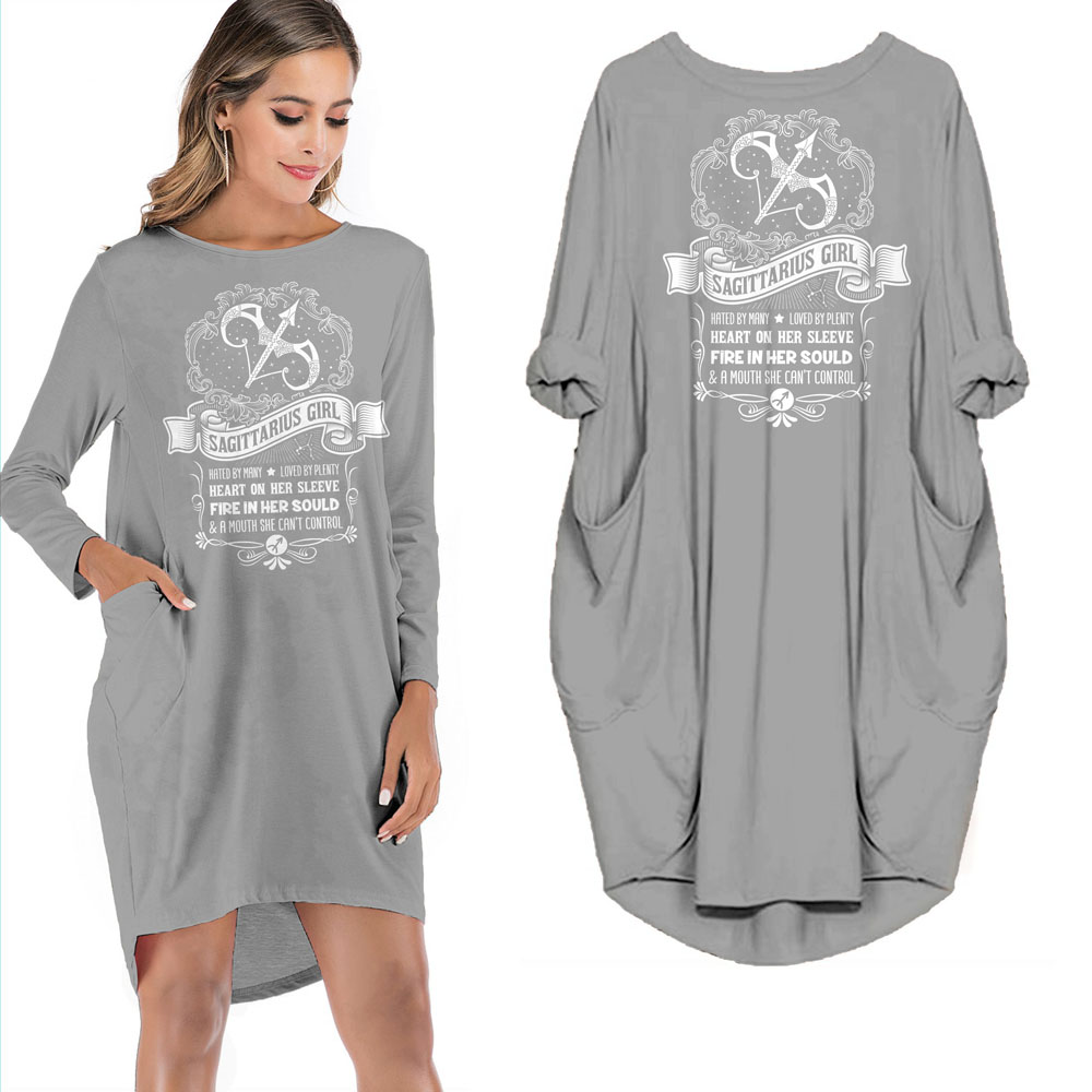 Heart On Her Sleeve Sagittarius Girl Loose Pocket On Dress