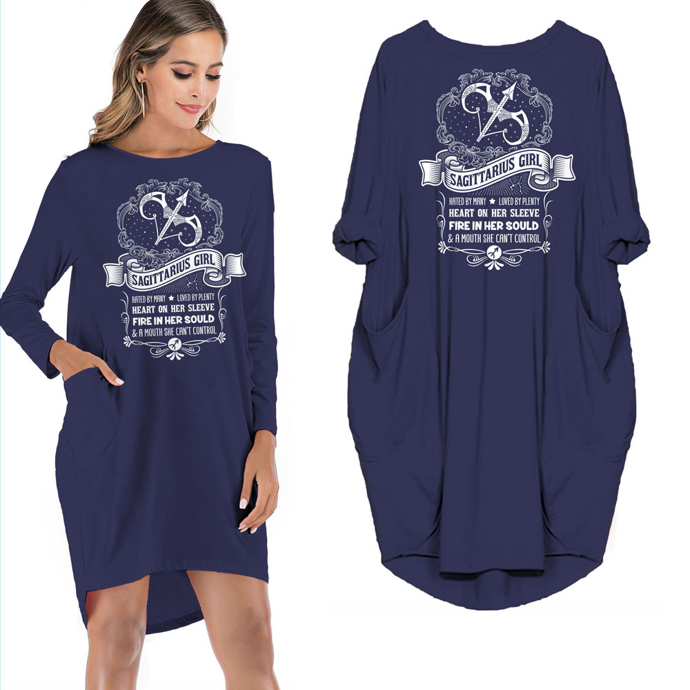Heart On Her Sleeve Sagittarius Girl Loose Pocket On Dress